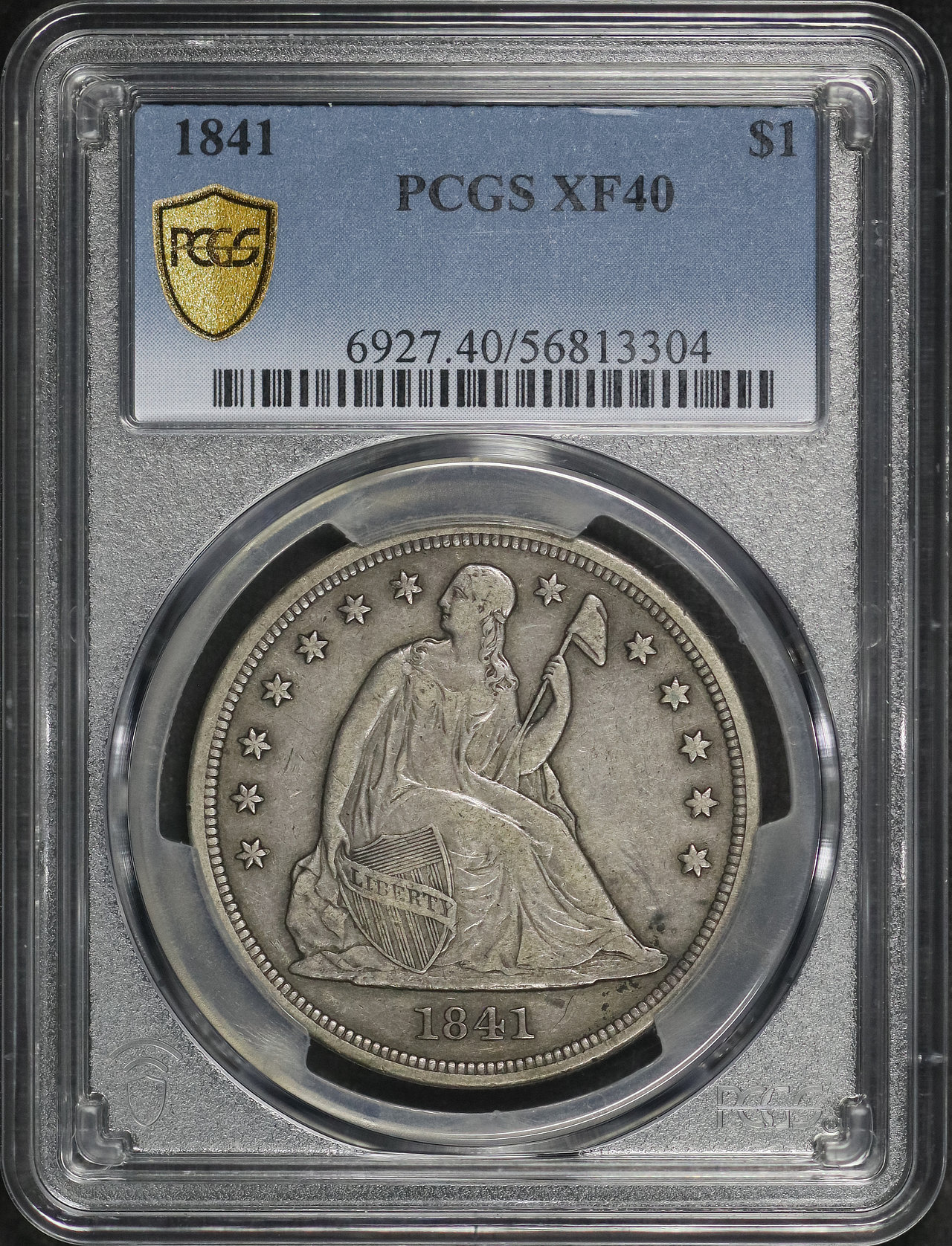 Obverse of this 1841 Liberty Seated Dollar PCGS XF-40