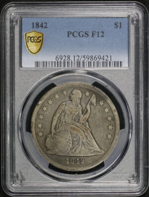 Obverse of this 1842 Liberty Seated Dollar PCGS F-12