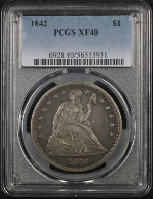 Obverse of this 1842 Liberty Seated Dollar PCGS XF-40