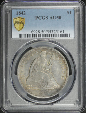 Obverse of this 1842 Liberty Seated Dollar PCGS AU-50