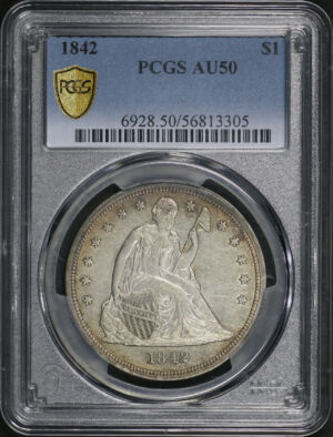 Obverse of this 1842 Liberty Seated Dollar PCGS AU-50