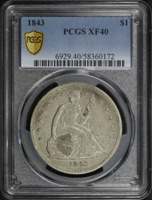 Obverse of this 1843 Liberty Seated Dollar PCGS XF-40