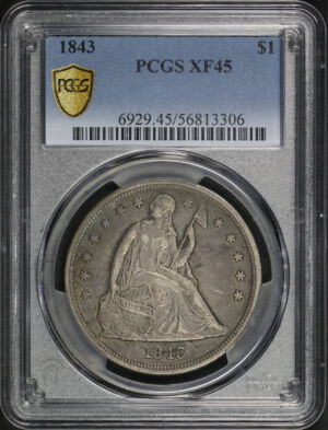 Obverse of this 1843 Liberty Seated Dollar PCGS XF-45