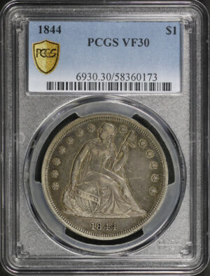 Obverse of this 1844 Liberty Seated Dollar PCGS VF-30
