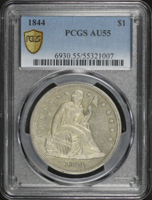 Obverse of this 1844 Liberty Seated Dollar PCGS AU-55