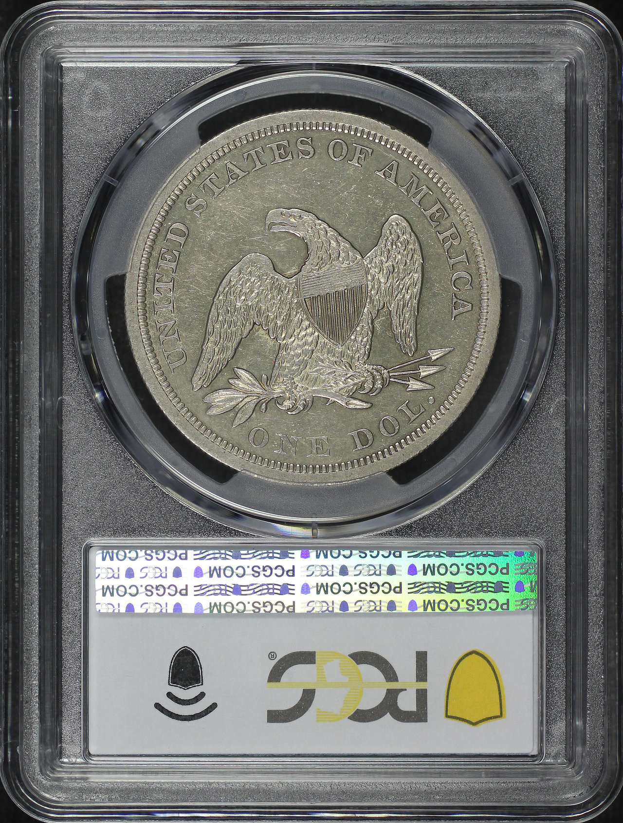 Reverse of this 1844 Liberty Seated Dollar PCGS AU-55
