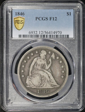 Obverse of this 1846 Liberty Seated Dollar PCGS F-12