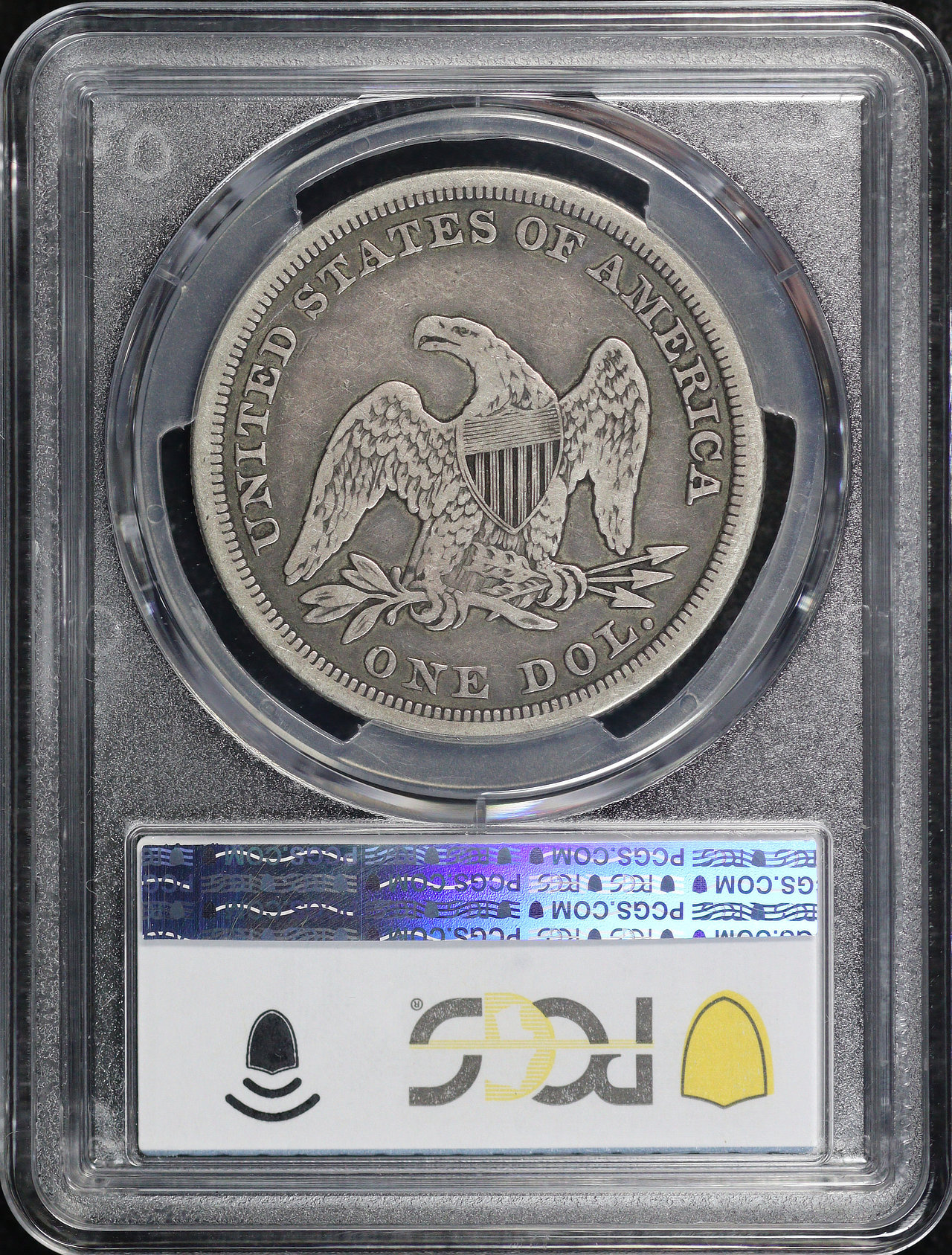 Reverse of this 1846 Liberty Seated Dollar PCGS F-12