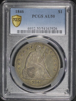 Obverse of this 1846 Liberty Seated Dollar PCGS AU-50