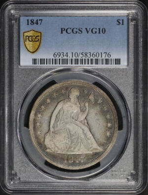 Obverse of this 1847 Liberty Seated Dollar PCGS VG-10