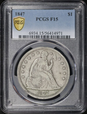 Obverse of this 1847 Liberty Seated Dollar PCGS F-15