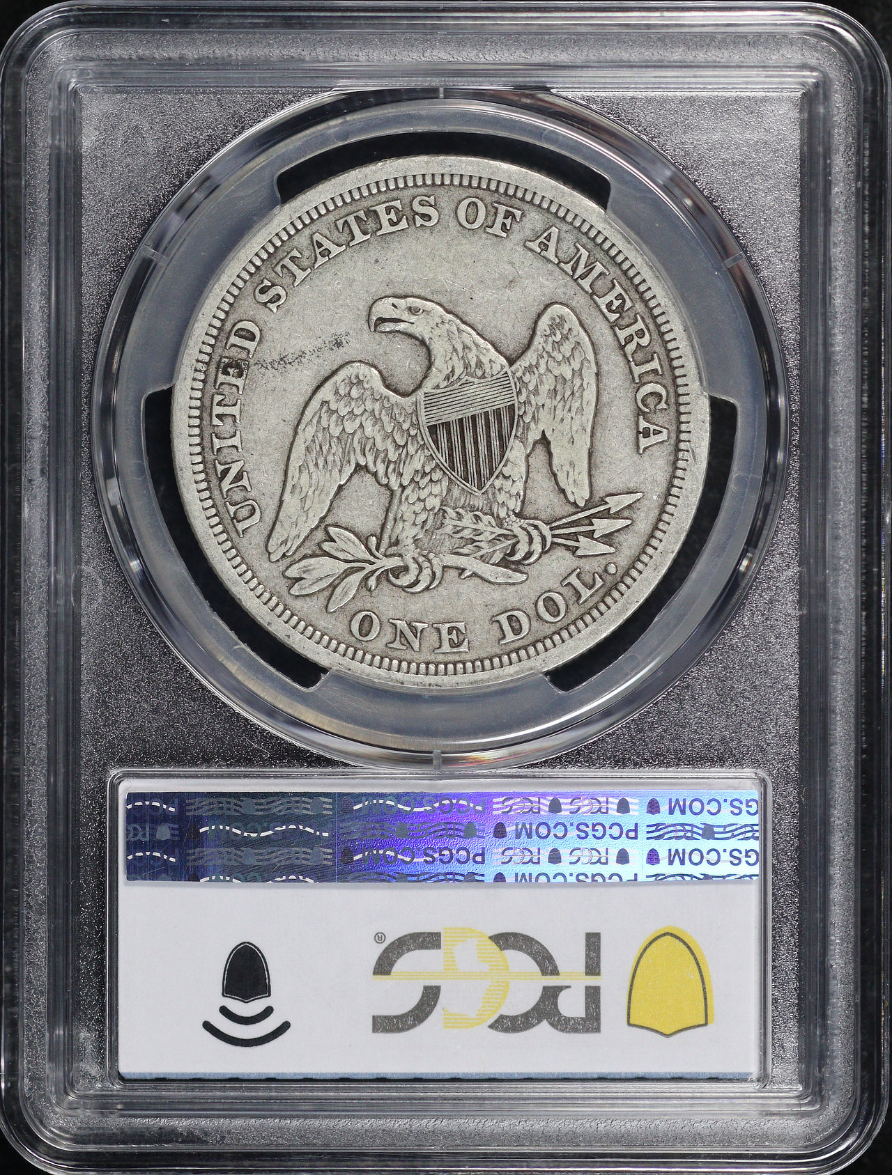 Reverse of this 1847 Liberty Seated Dollar PCGS F-15