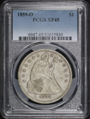 Obverse of this 1859-O Liberty Seated Dollar PCGS XF-45