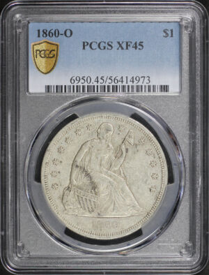Obverse of this 1860-O Liberty Seated Dollar PCGS XF-45
