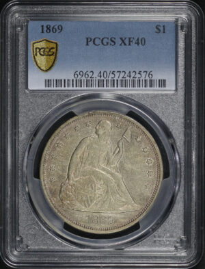 Obverse of this 1869 Liberty Seated Dollar PCGS XF-40