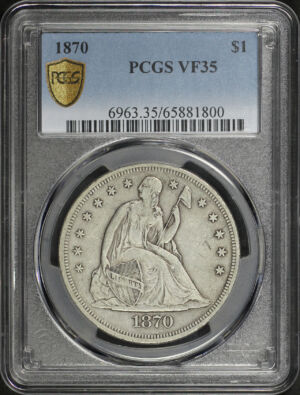 Obverse of this 1870 Liberty Seated Dollar PCGS VF-35