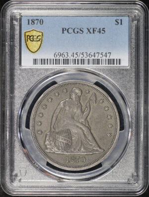 Obverse of this 1870 Liberty Seated Dollar PCGS XF-45