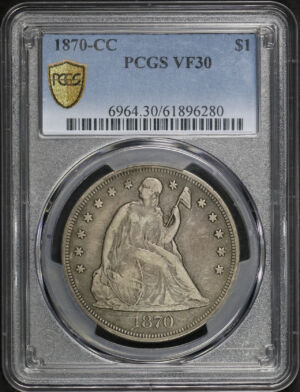 Obverse of this 1870-CC Liberty Seated Dollar PCGS VF-30