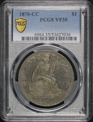 Obverse of this 1870-CC Liberty Seated Dollar PCGS VF-35