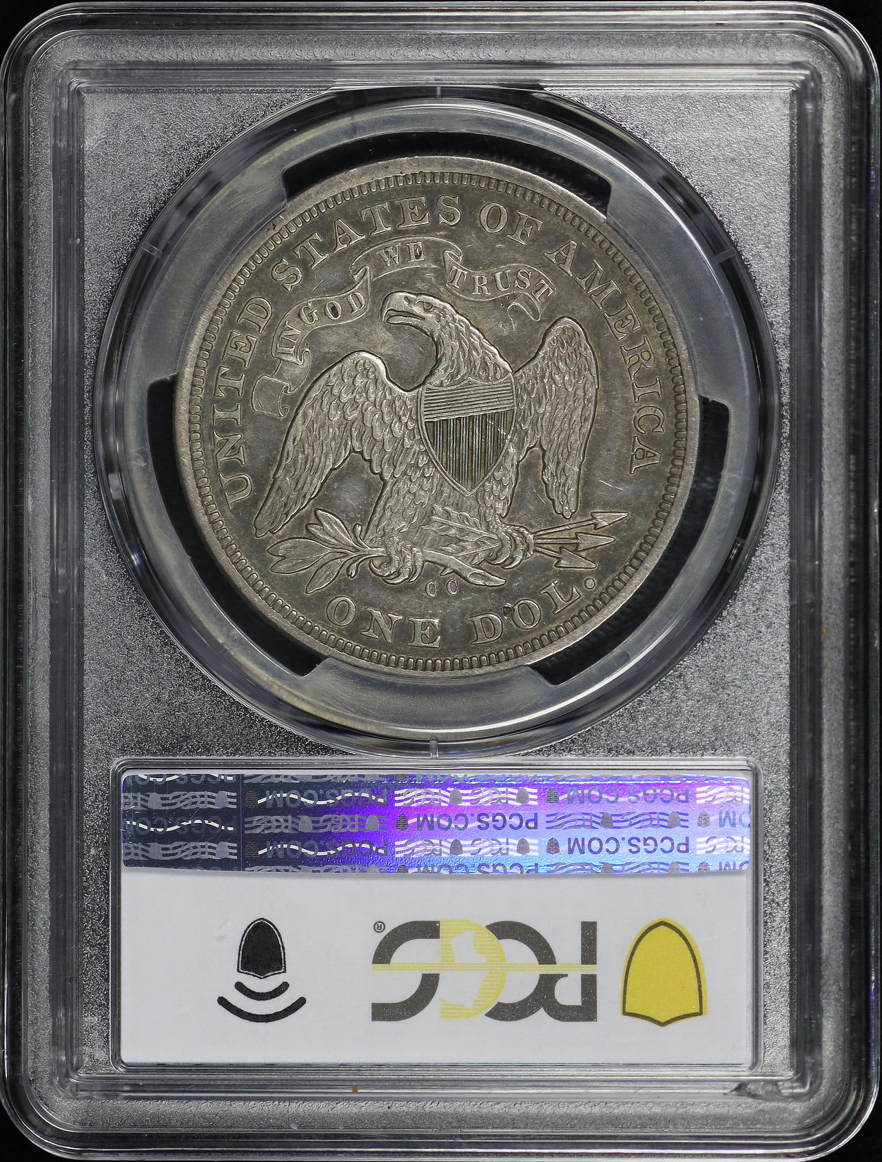 Reverse of this 1870-CC Liberty Seated Dollar PCGS XF-45