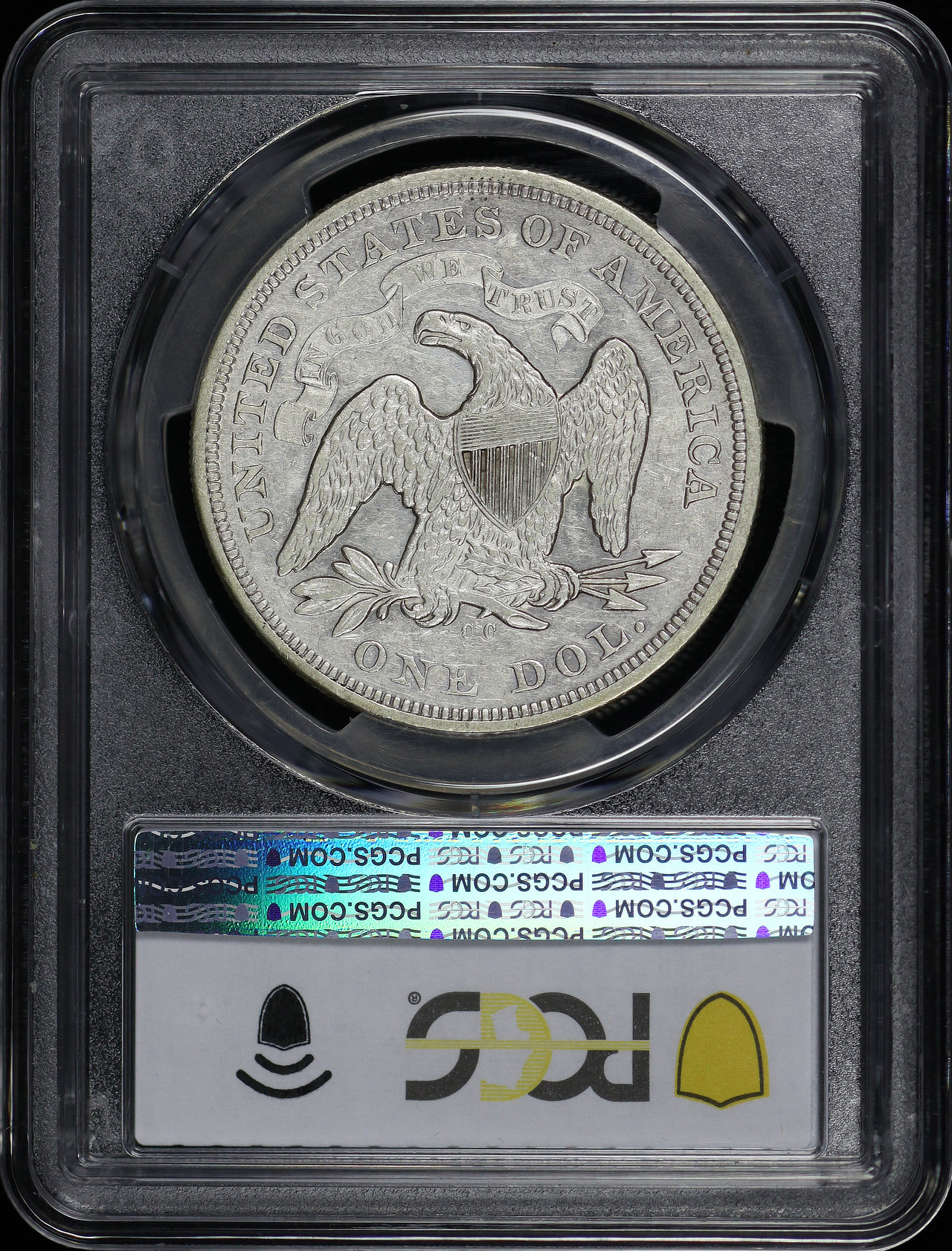 Reverse of this 1870-CC Liberty Seated Dollar PCGS AU-53