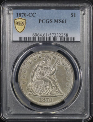 Obverse of this 1870-CC Liberty Seated Dollar PCGS MS-61 Rotated Reverse Die 