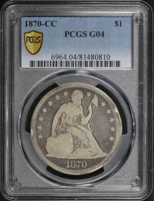 Obverse of this 1870-CC Liberty Seated Dollar PCGS G-04