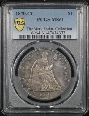 Obverse of this 1870-CC Liberty Seated Dollar PCGS MS-61