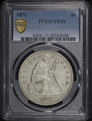 Obverse of this 1871 Liberty Seated Dollar PCGS VF-35
