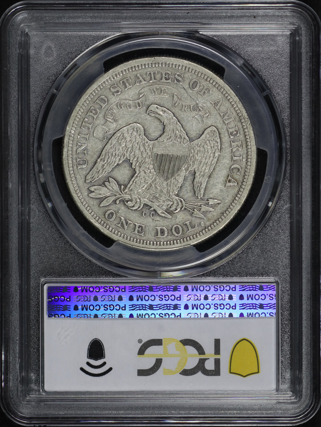 Reverse of this 1871-CC Liberty Seated Dollar PCGS XF-40