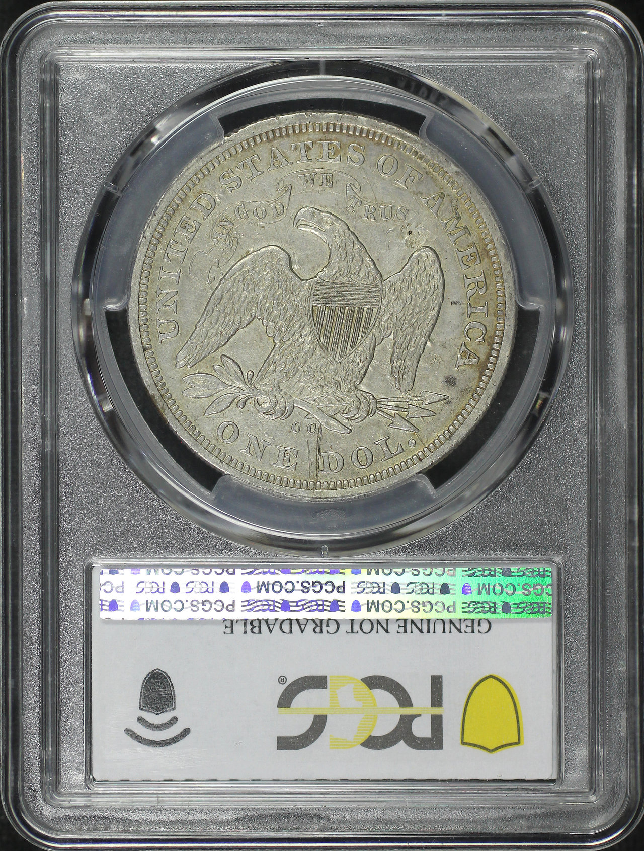 Reverse of this 1871-CC Liberty Seated Dollar PCGS XF Details Damaged