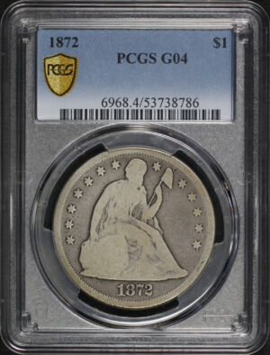 Obverse of this 1872 Liberty Seated Dollar PCGS G-04
