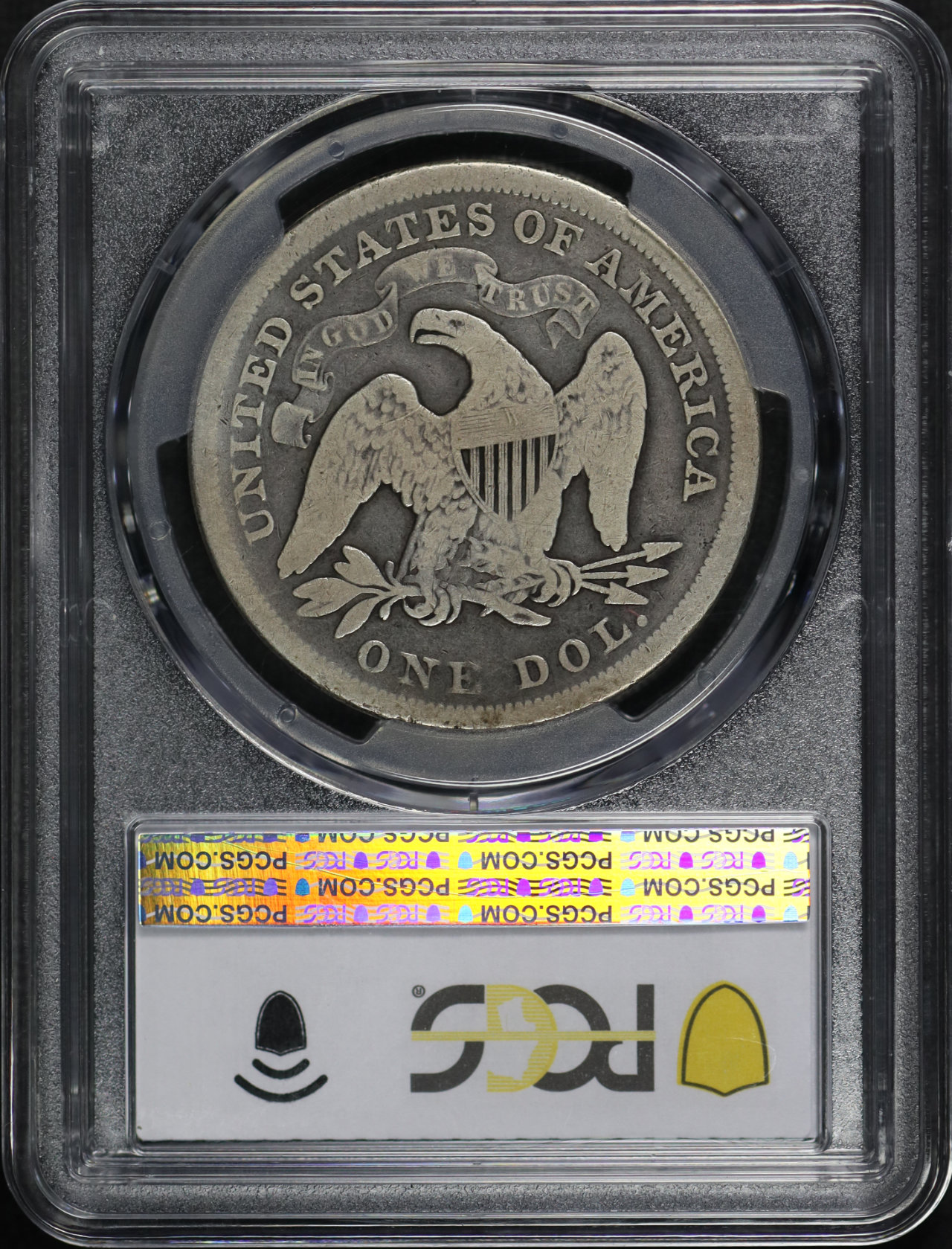 Reverse of this 1872 Liberty Seated Dollar PCGS G-04