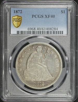 Obverse of this 1872 Liberty Seated Dollar PCGS XF-40