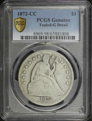 Obverse of this 1872-CC Liberty Seated Dollar PCGS G Details Tooled Damage