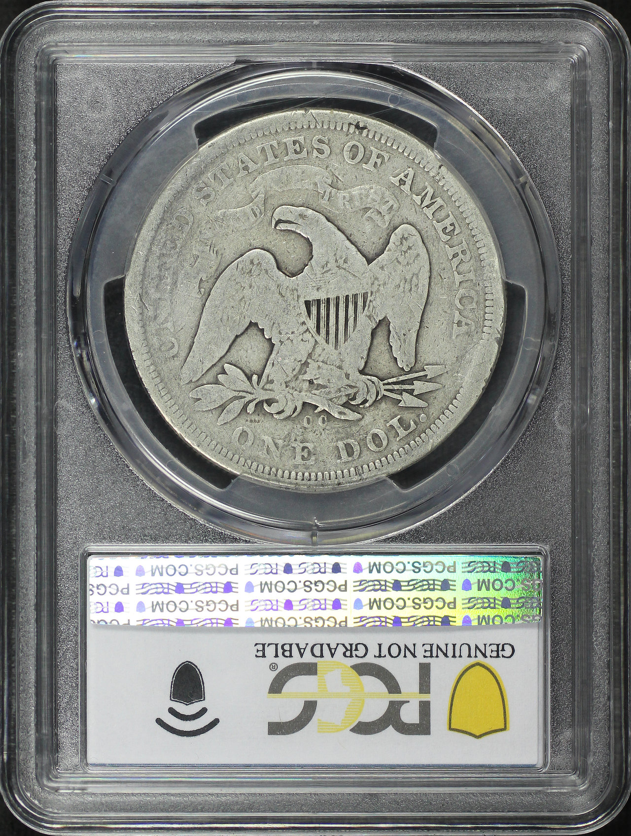 Reverse of this 1872-CC Liberty Seated Dollar PCGS G Details Tooled Damaged
