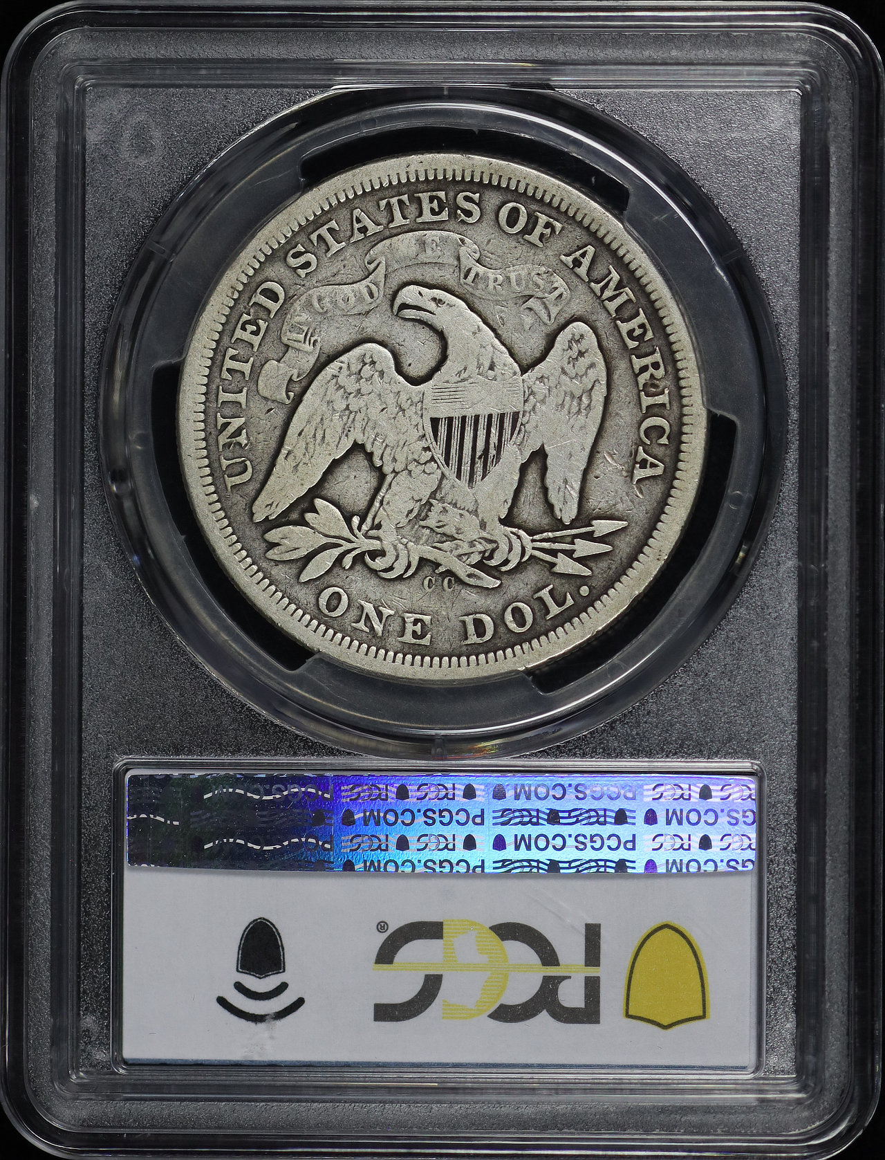 Reverse of this 1873-CC Liberty Seated Dollar PCGS VG-08