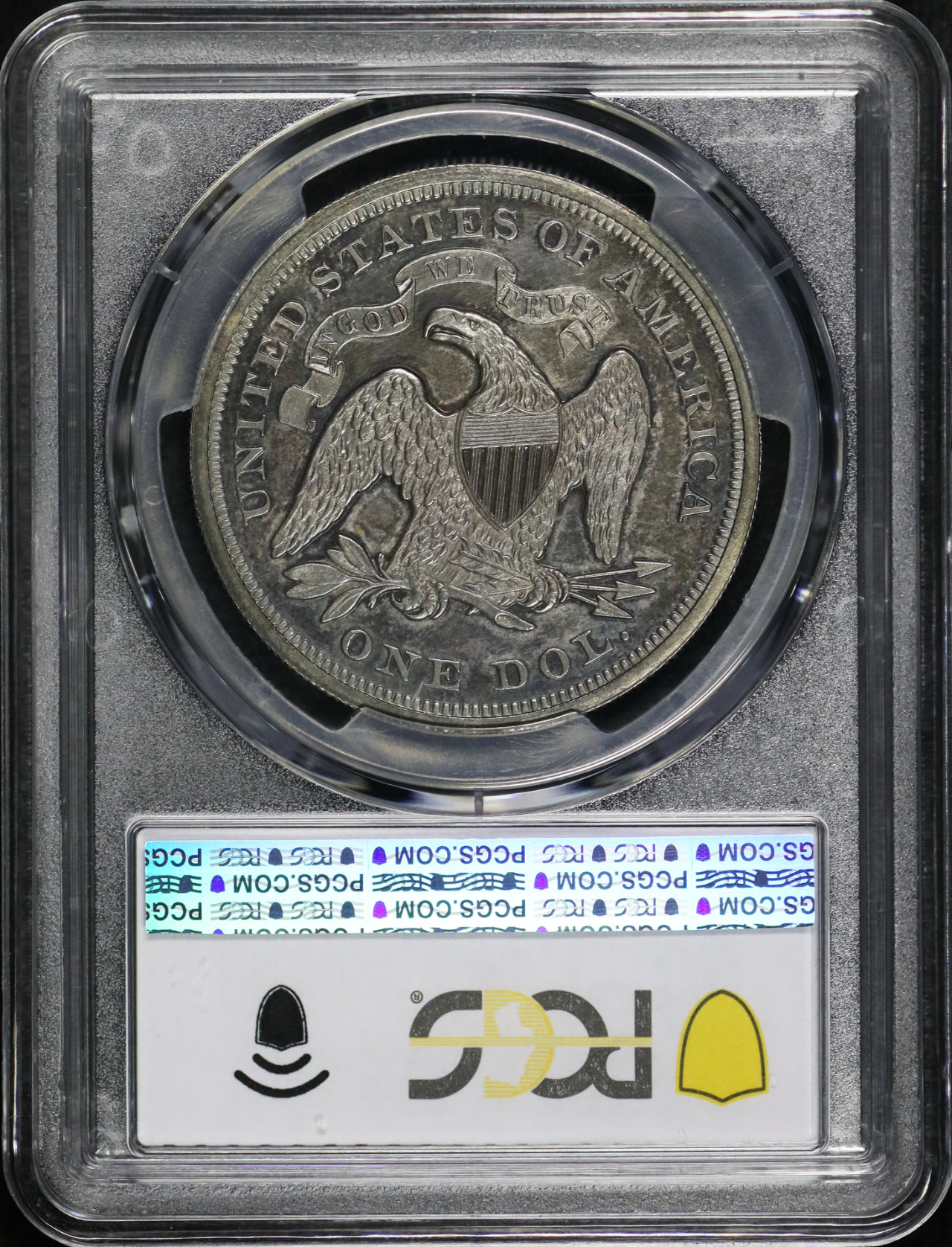 Reverse of this 1867 Liberty Seated Dollar PCGS PR-63