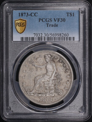 Obverse of this 1873-CC Trade Dollar PCGS VF-30