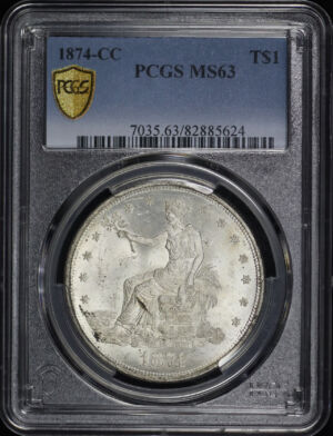Obverse of this 1874-CC Trade Dollar PCGS MS-63