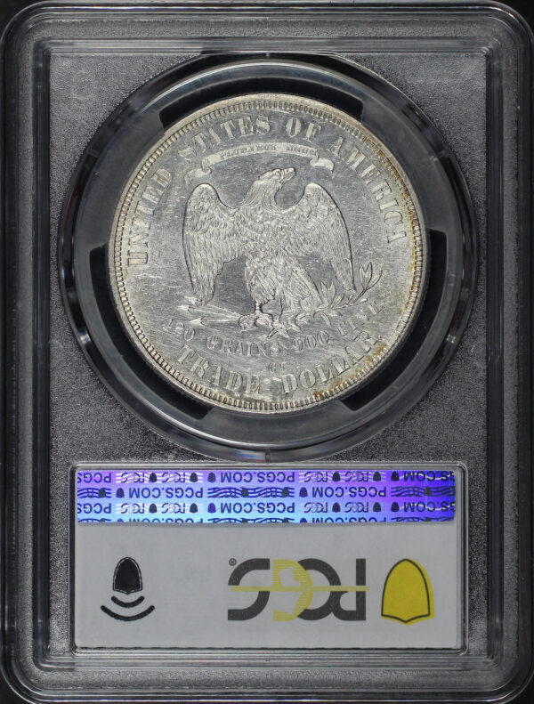 Reverse of this 1874-CC Trade Dollar PCGS AU-58 Obverse Bullseye Rainbow Toning
