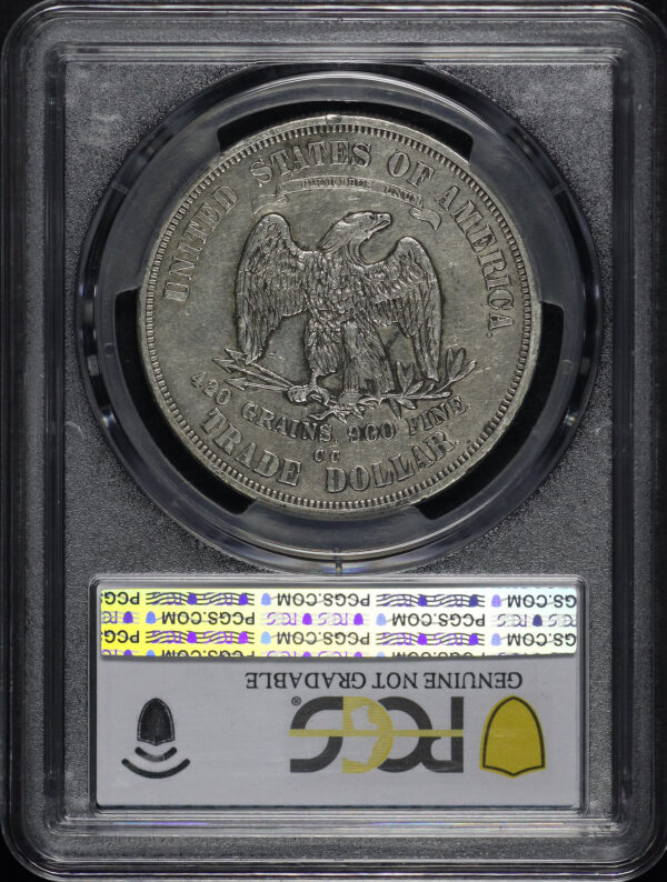 Reverse of this 1875-CC Trade Dollar PCGS XF-98