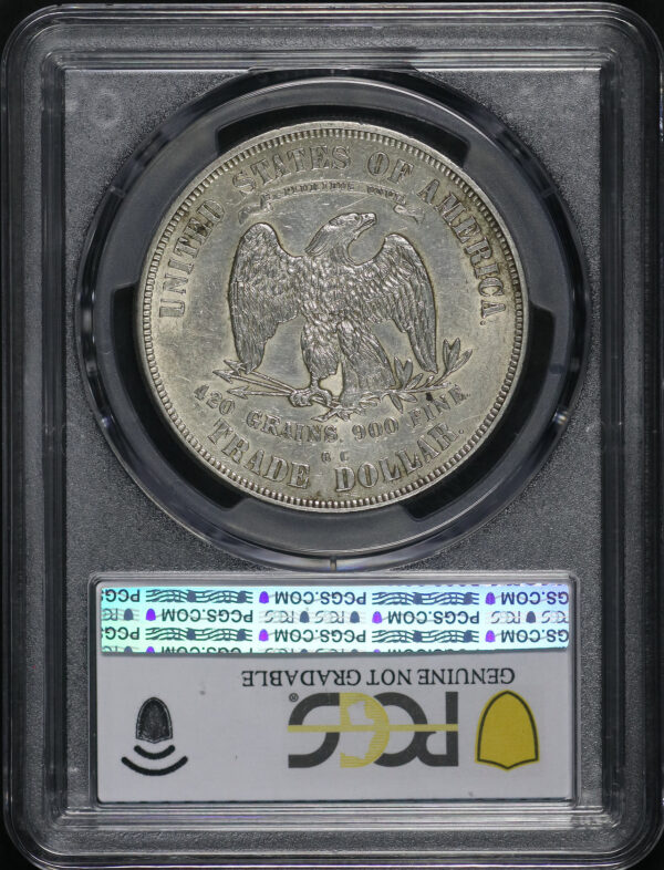 Reverse of this 1875-CC Trade Dollar PCGS AU Details Cleaned