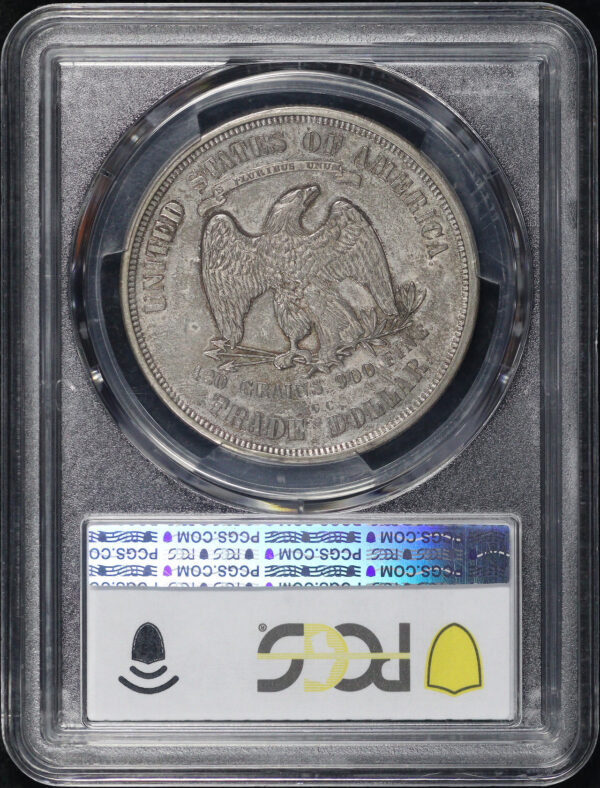 Reverse of this 1875-CC Trade Dollar PCGS AU-50