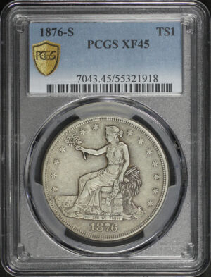 Obverse of this 1876-S Trade Dollar PCGS XF-45
