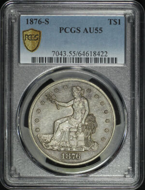 Obverse of this 1876-S Trade Dollar PCGS AU-55