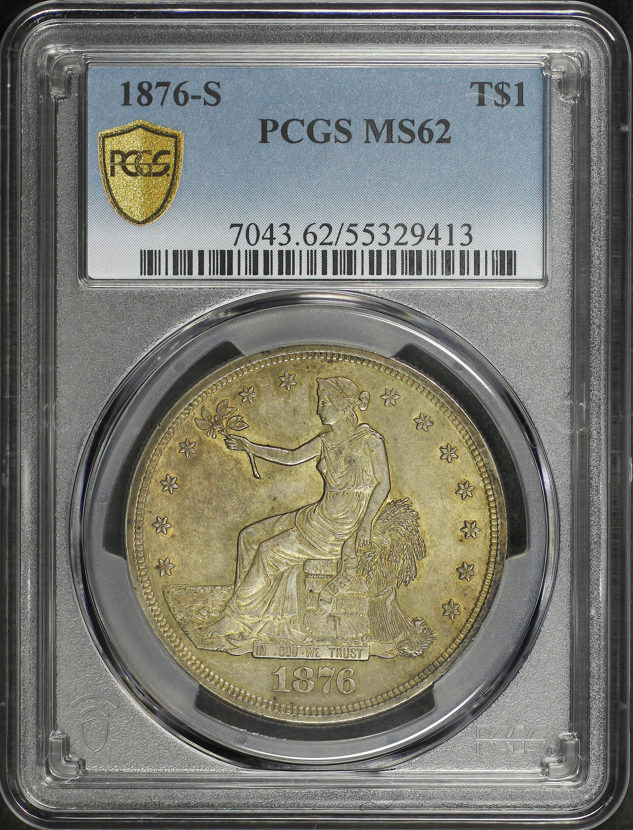 Obverse of this 1876-S Trade Dollar PCGS MS-62