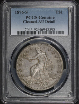 Obverse of this 1876-S Trade Dollar PCGS AU Details Cleaned 
