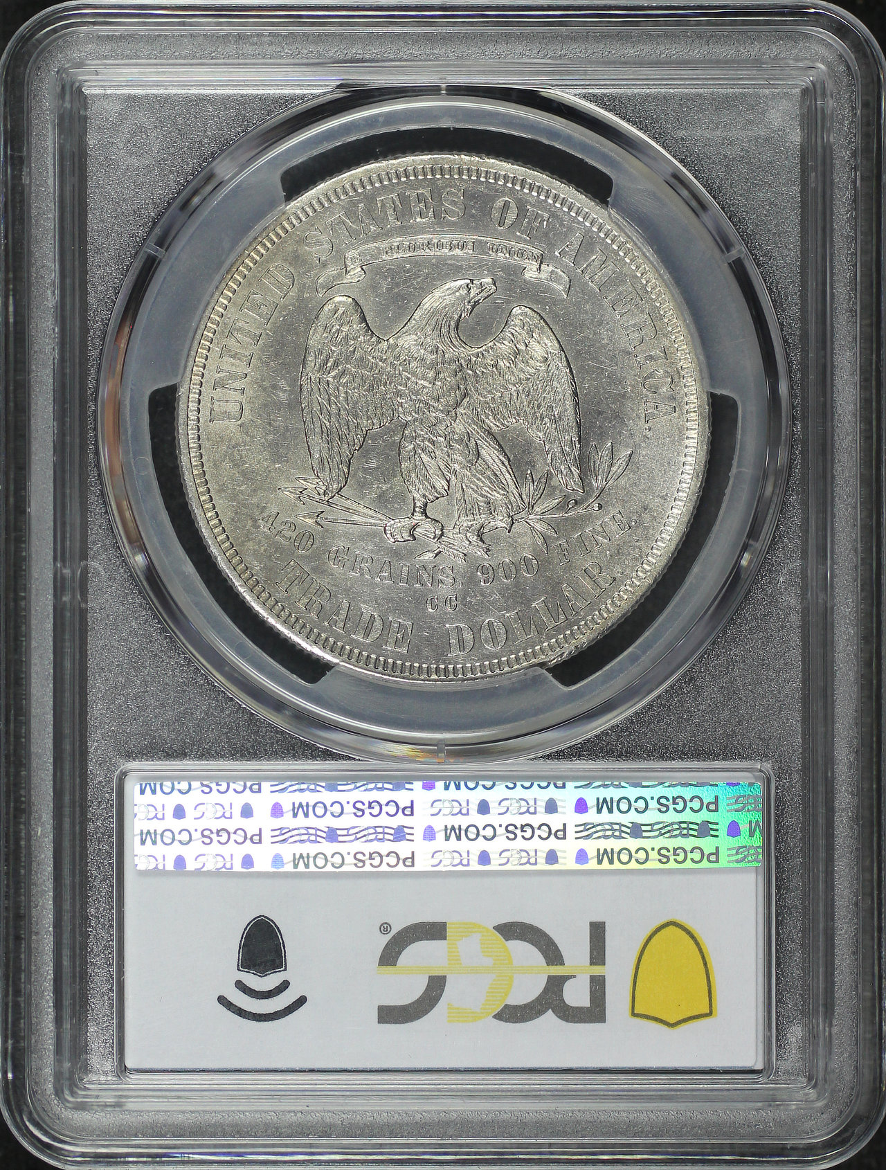 Reverse of this 1877-CC Trade Dollar PCGS AU-55