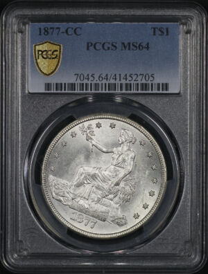 Obverse of this 1877-CC Trade Dollar PCGS MS-64